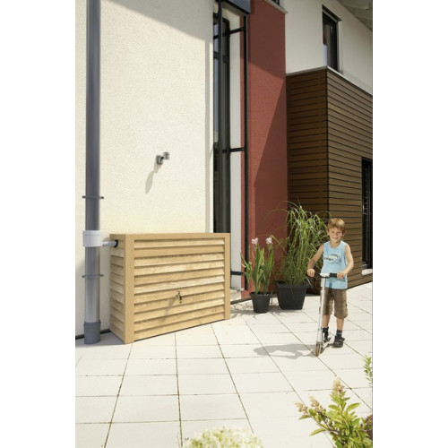 Kit récupérateur d’eau de pluie mural - Woody 350 L bois clair - collecteur et robinet inclus - GRAF 