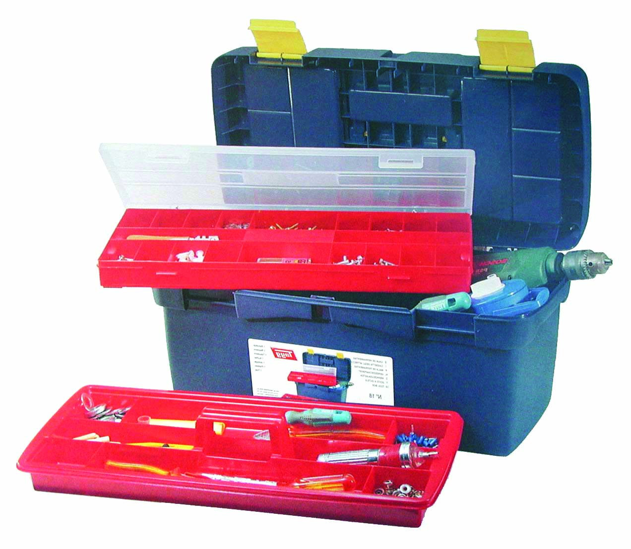 Boite à outils avec baladeur et organiseur