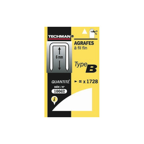 Agrafes fil fin type b 8mm - TECHMAN