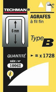 Techman Agrafes fil fin type b 8mm - vue 2