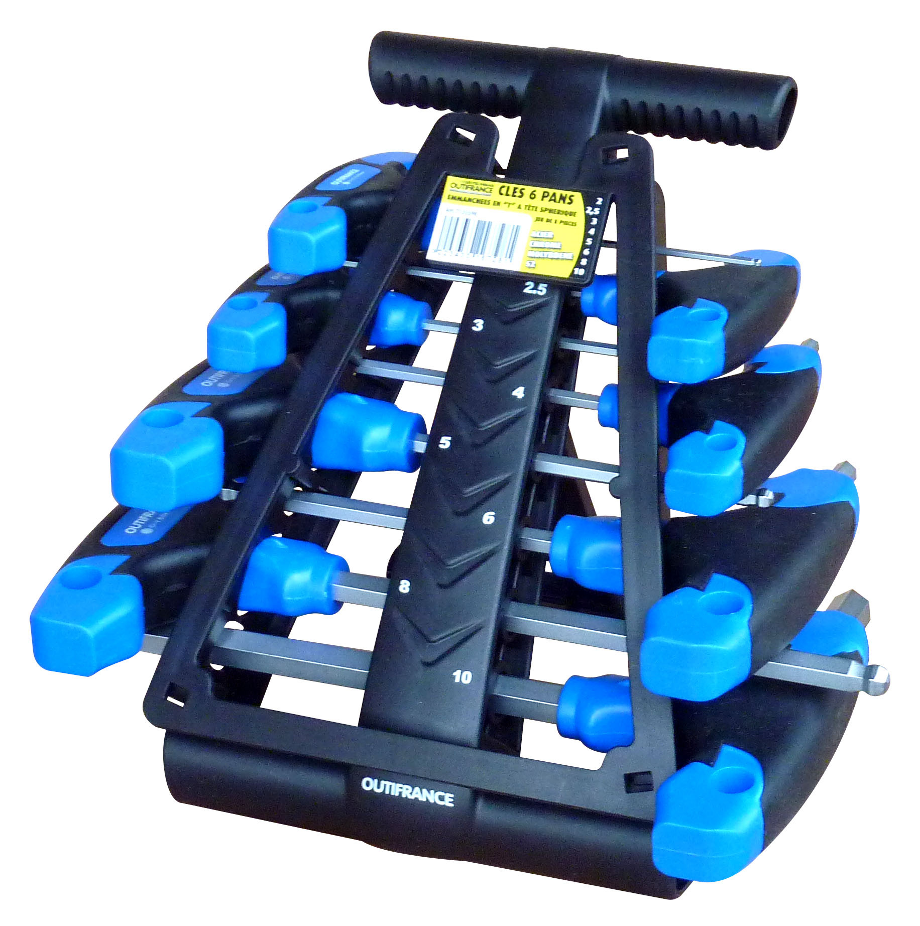 Clé 6pans sphérique manche T jeu 8p