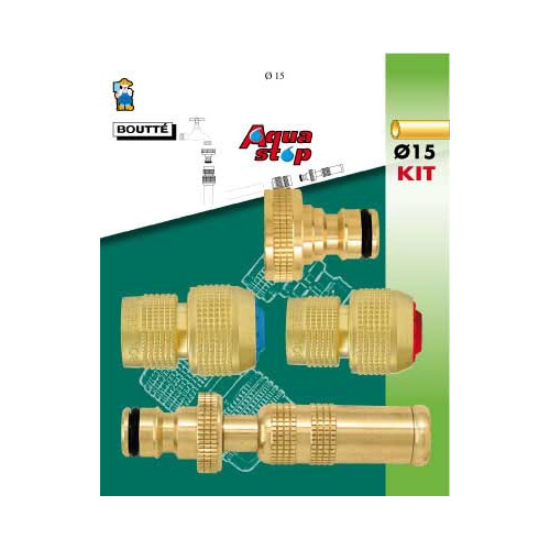 Kit d'arrosage 4 pièces pour tuyau Ø15 - BOUTTE