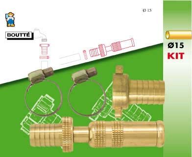 Kit d'arrosage 3 pièces pour tuyau Ø15