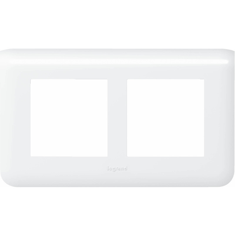 Plaque 2 postes Horizontale entraxe 57mm Legrand Mosaic - blanc