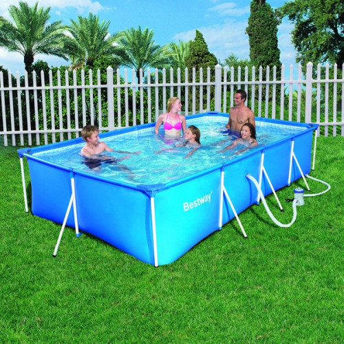 Piscine rectangulaire "Steel Frame" 400 x 211 x 81 cm + filtre - BESTWAY