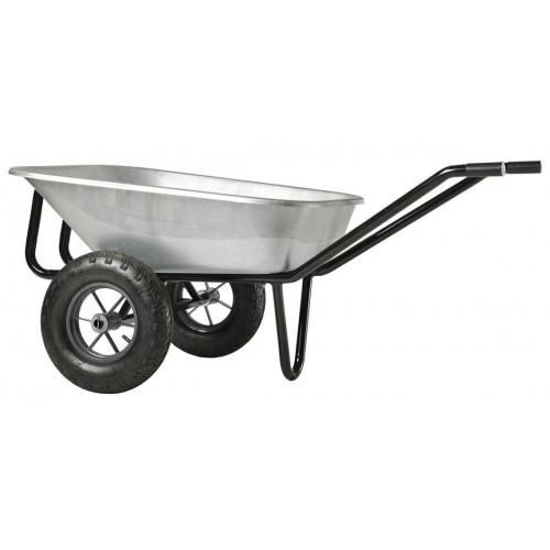 Brouette Expert Twin Premium 160 L galvanisée - 2 roues gonflées Ø 400 mm - HAEMMERLIN