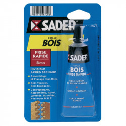 Colle à bois prise rapide - tube 55 ml de marque Sader, référence: B3509100