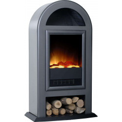 Poele décoratif Nordic de luxe gris anthracite + kit bûches - 1000/2000W - Optiflame de marque GLEN DIMPLEX , référence: B4848200