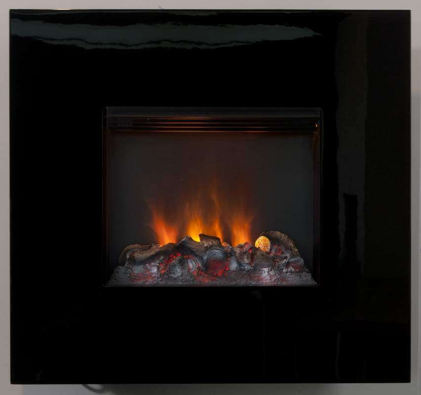 Cadre mural Nissum L noir + kit bûches - 1000/2000W - Optimyst