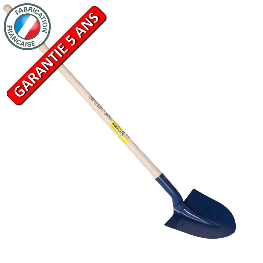 Pelle à terre, pelle ronde, fortification 27 cm emmanchée 1,30 m, pour le maçon et le BTP