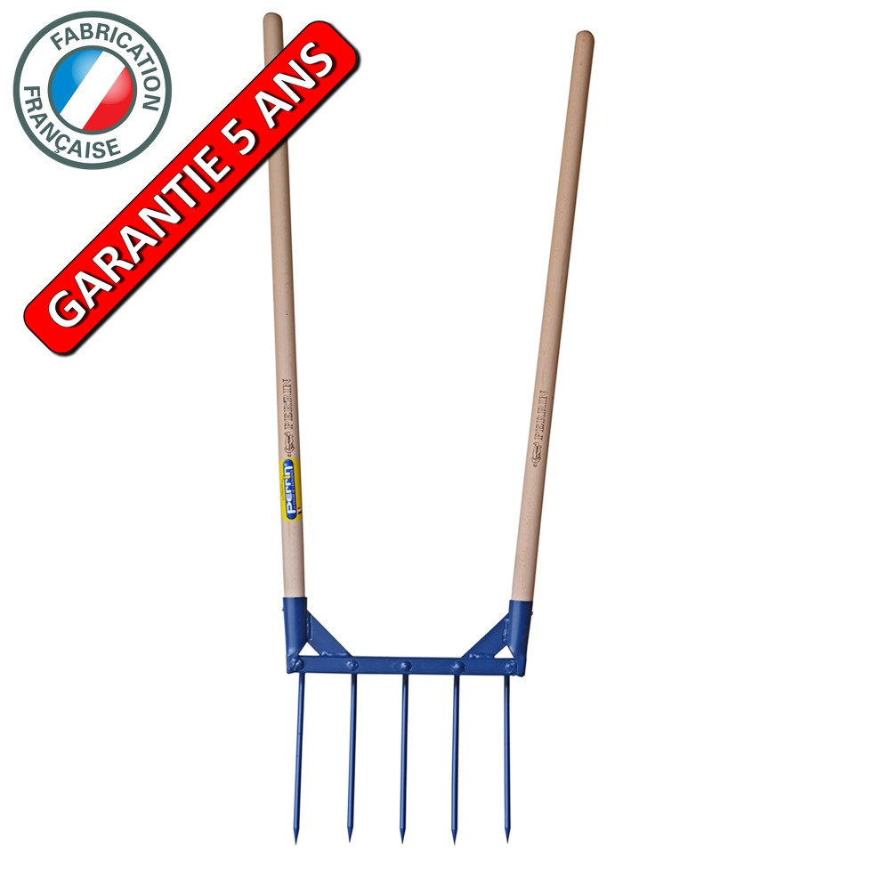 Aerogrif' 5 dents 2 manches 1,10 m, type Grelinette, outil de jardinage biologique
