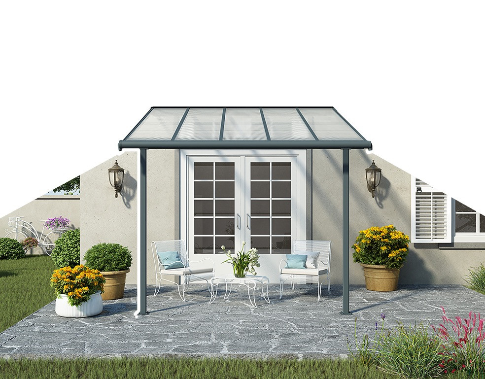 Toit-terasse alu & polycarbonate - 3x3 m