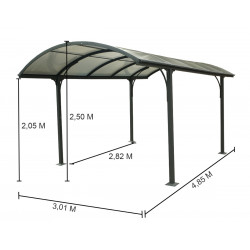 Carport aluminium 14,62 m2 - toit 1/2 rond de marque HABRITA, référence: J5012900