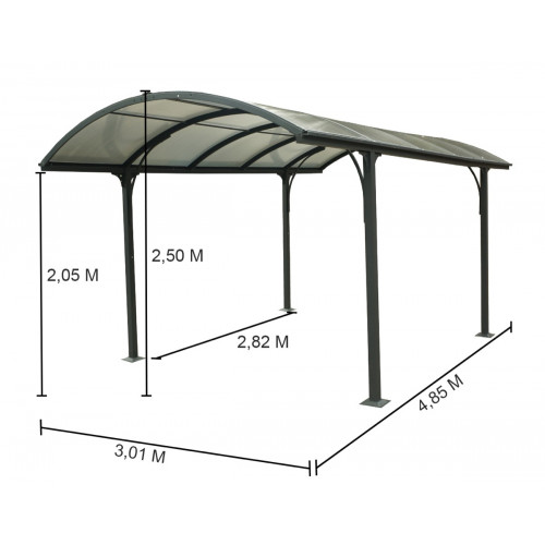 Carport aluminium 14,62 m2 - toit 1/2 rond - HABRITA