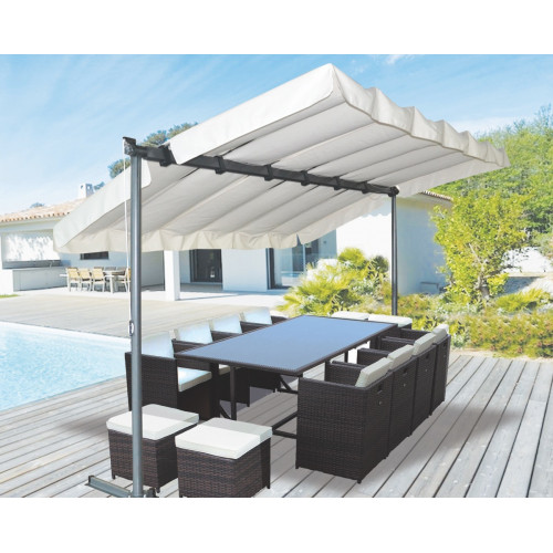 Pergola marquise 3,60 x 2,50 m -  toile pivotante et extensible - HABRITA