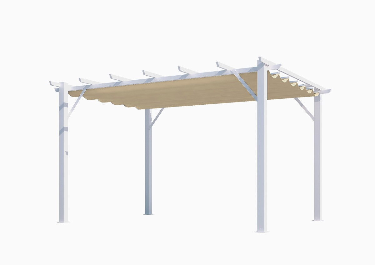 Pergola 100% aluminium couleur écru 12 m2 - structure blanch perle