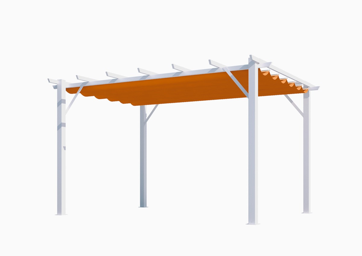 Pergola 100% aluminium couleur rouille 12 m2 - structure blanch perle