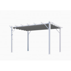 Pergola 100% aluminium toile épaisse de 12 m2 - structure blanch perle - HABRITA