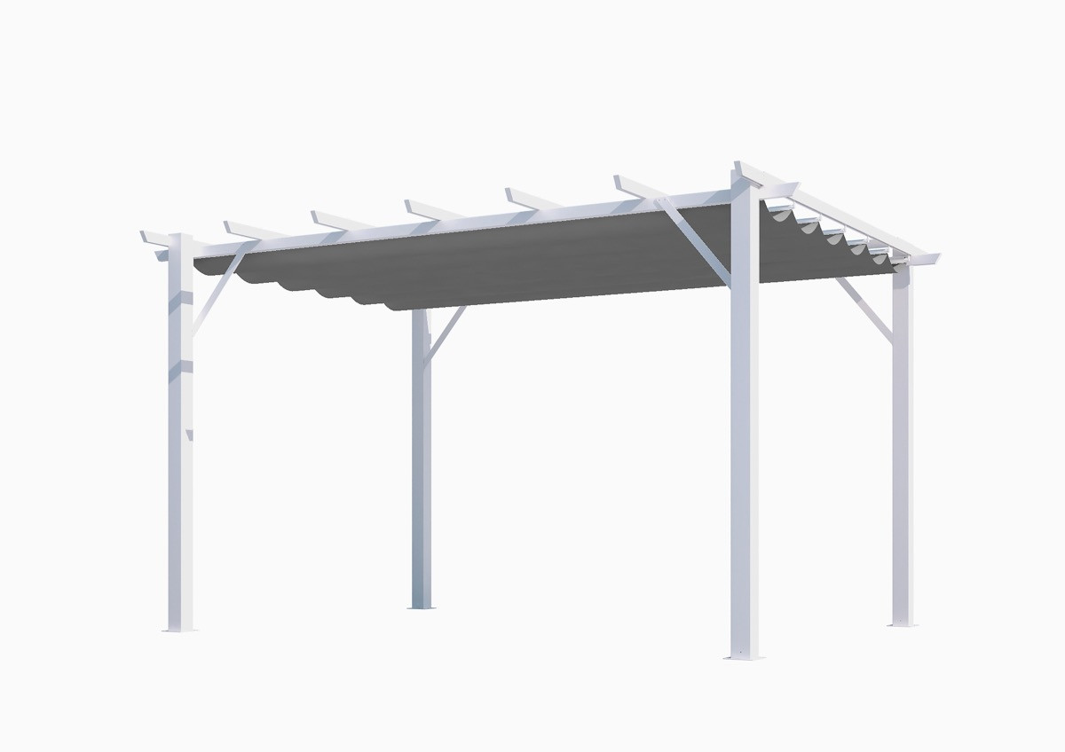 Pergola 100% aluminium toile épaisse de 12 m2 - structure blanch perle