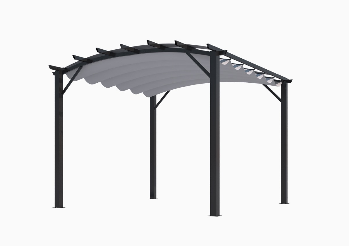 Pergola structure mixte 11,22 m2 - toile épaisse grise