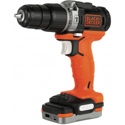 BDCHD12S1-QW Perceuse à percussion sans fil - 12 V - 1,5 Ah - 1 batterie - Chargeur inclus - Livrée en sac de rangement de marque Black+Decker, référence: B5041600