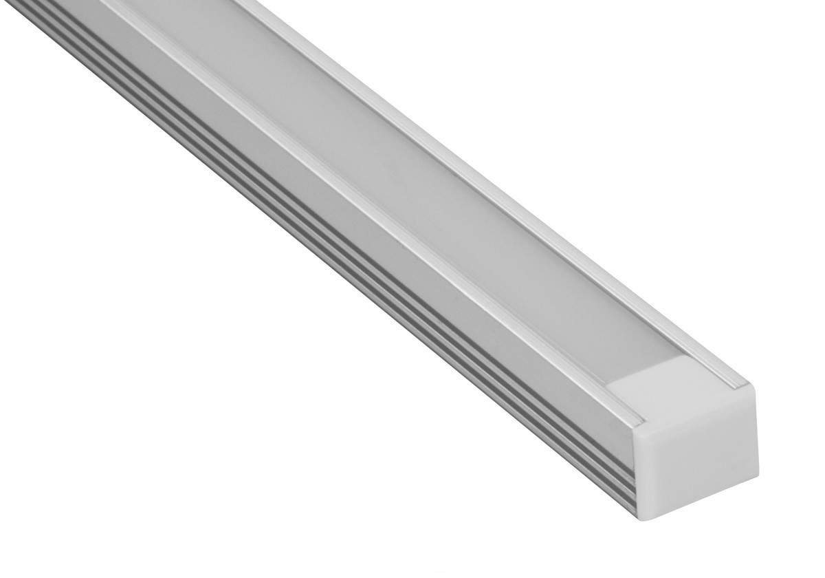 Profilé aluminium classique de (1m) + clip, embout et diffuseur opaque coulissant