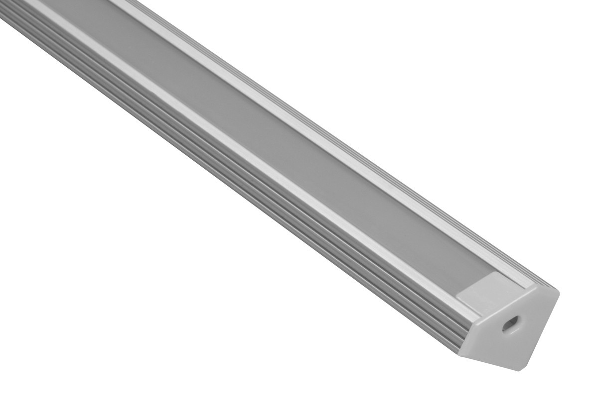 Profilé aluminium d'angle (1m) + clip, embout et diffuseur opaque coulissant