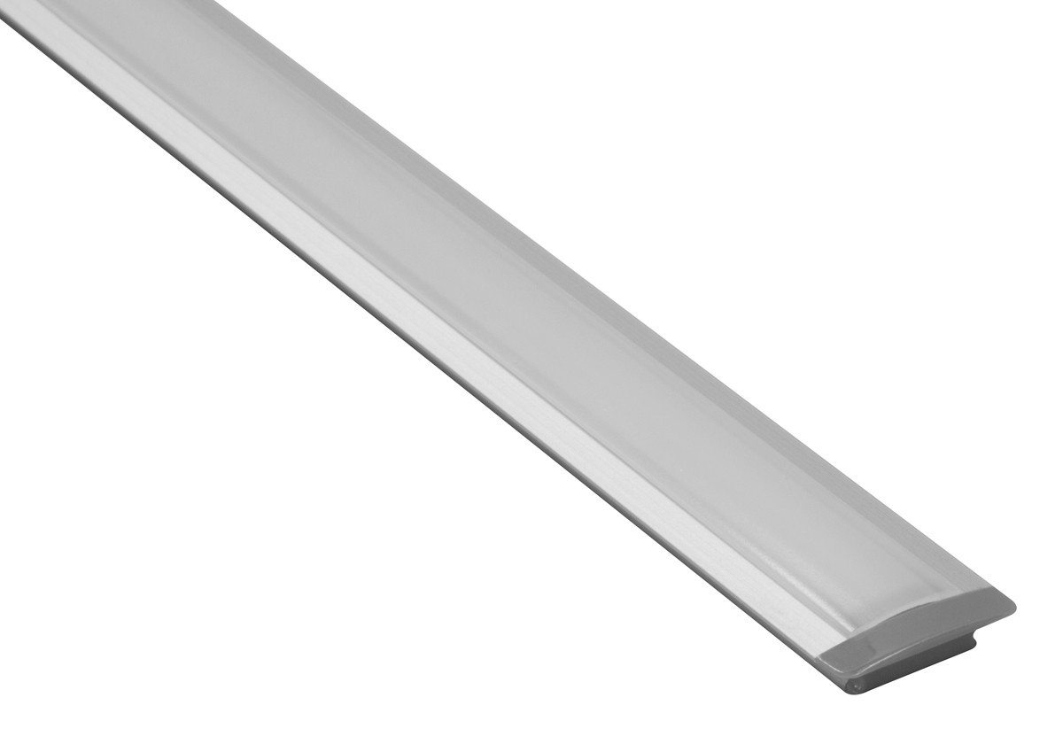 Profilé aluminium de plinthe (1m) clipsable par dessus + clip, embout et diffuseur opaque coulissant