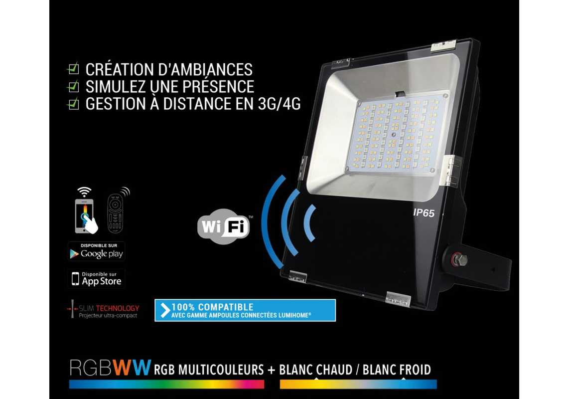 Projecteur slim LED Wifi - 1800 lumens - RGBWW