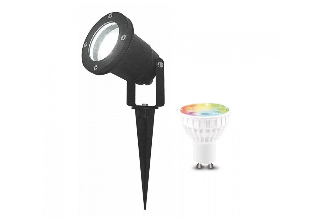 Spot piquet noir orientable compatible avec les ampoules connectées