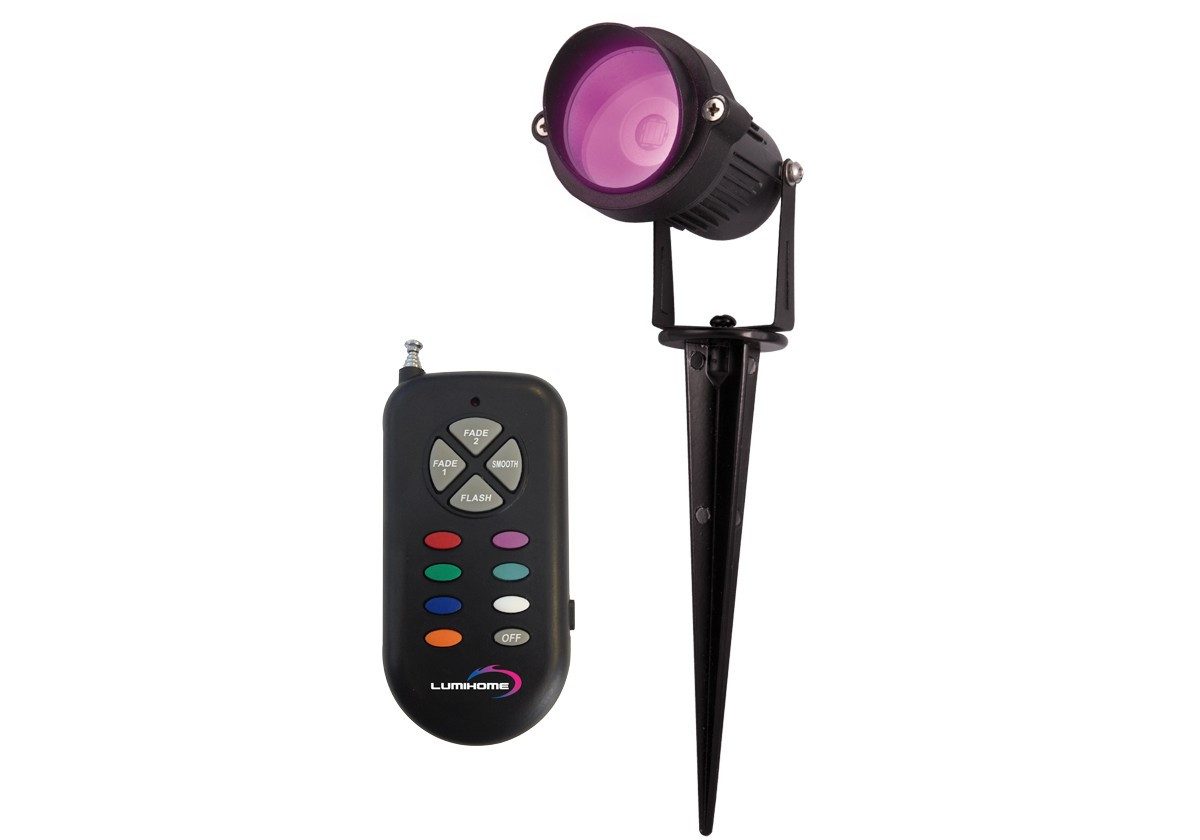 Spot sur piquet + télécommande - RGBW