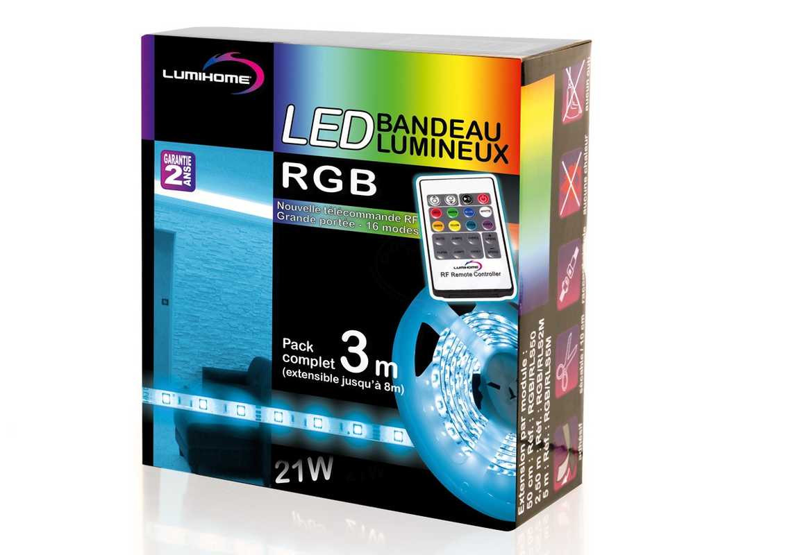 Pack complet LED silicone 3 m - RGB multicouleur