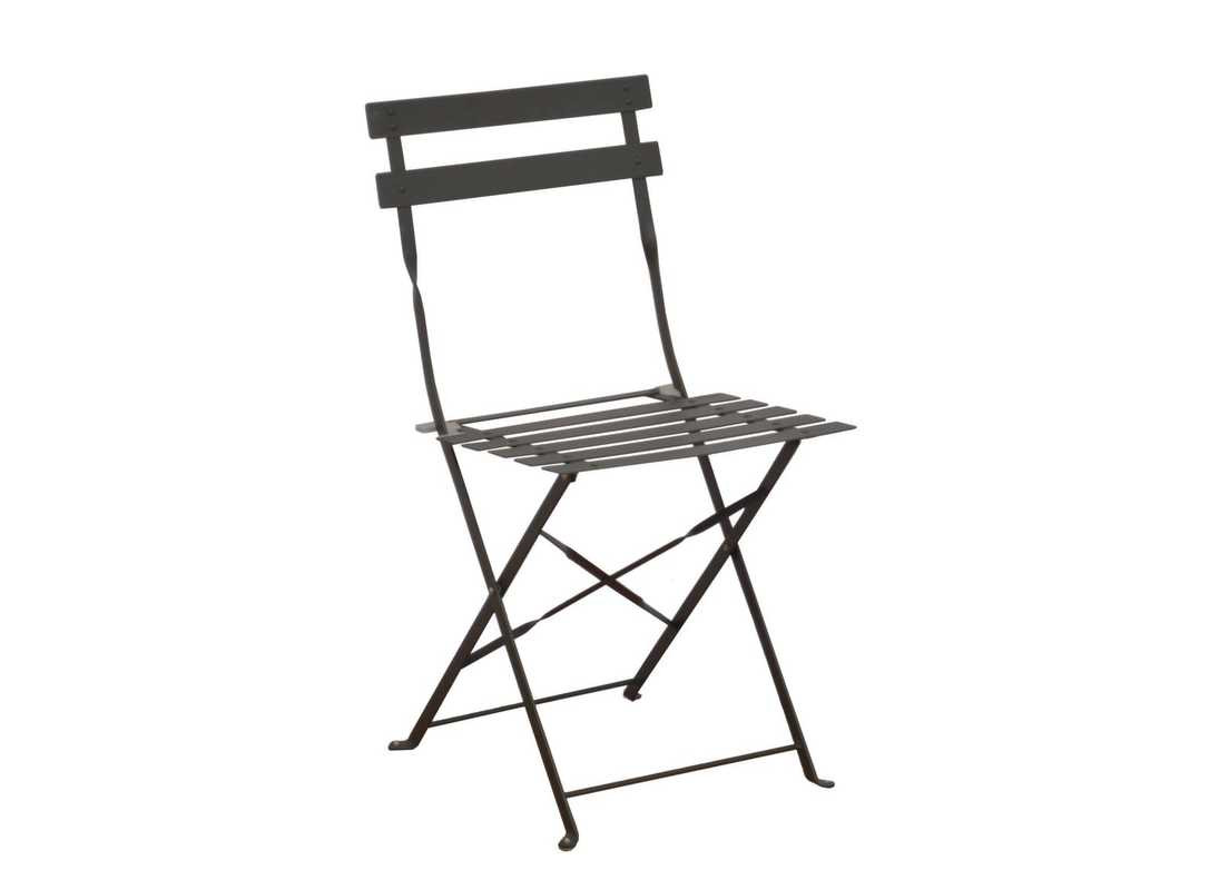 Lot de 4 chaises pliantes Cuba - Lattes en acier - Grise