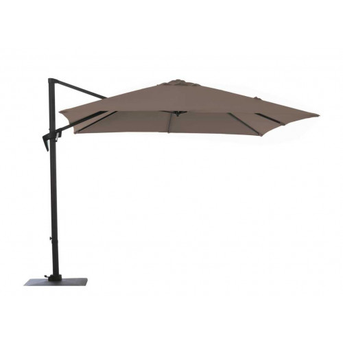 Parasol déporté carré Roma - 250 x 250 cm - Inclinable - Toile taupe - PROLOISIRS