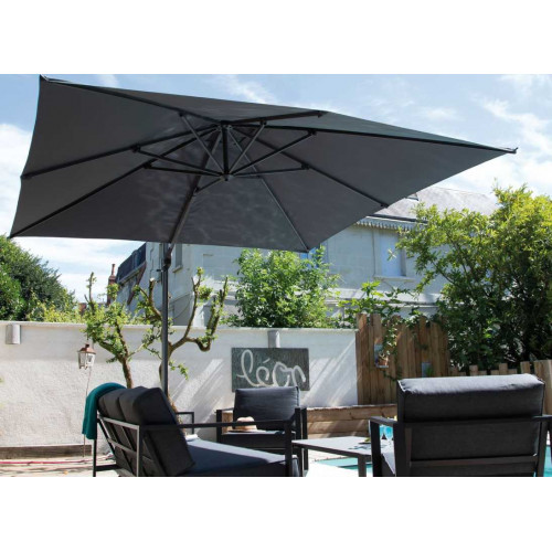 Parasol déporté carré Roma - 250 x 250 cm - Inclinable - Toile taupe - PROLOISIRS