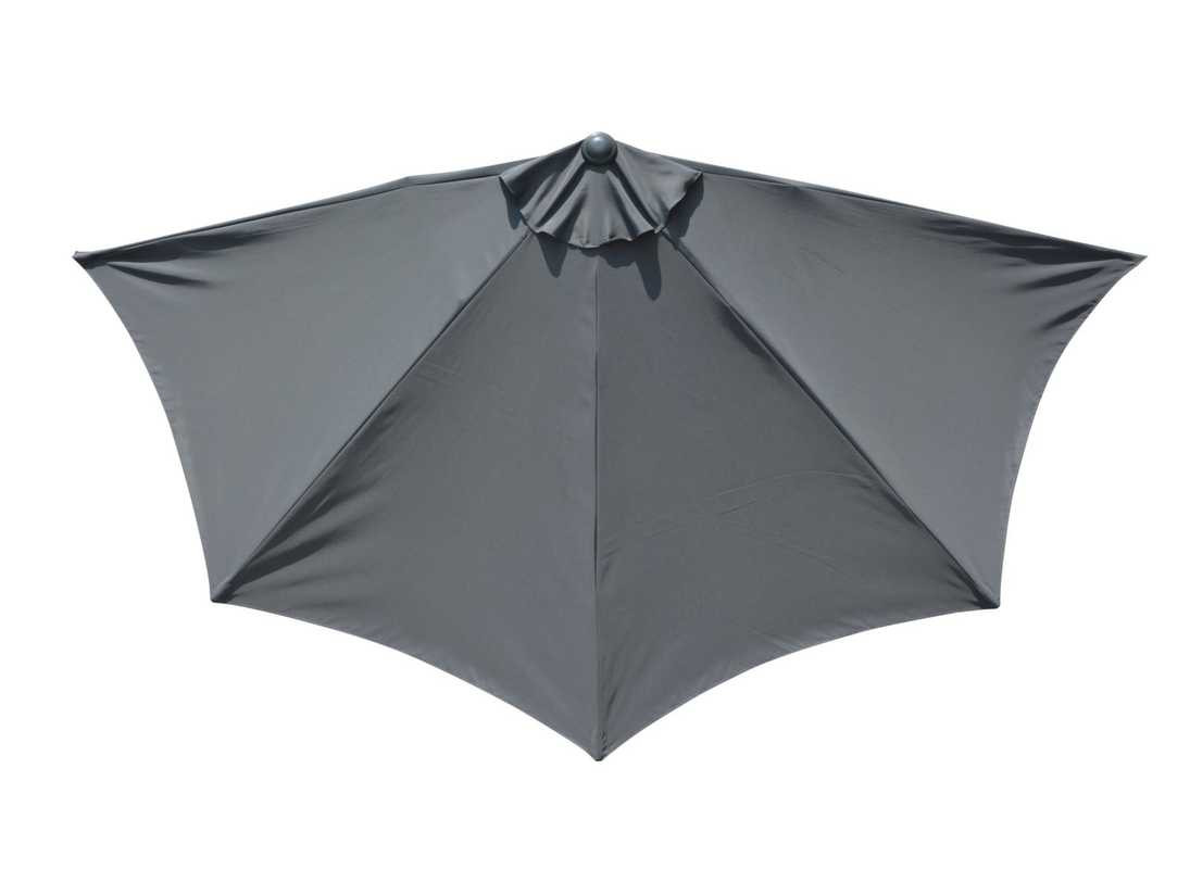 Parasol droit 1/2 - Longueur 300 cm - Toile grise - Aluminium