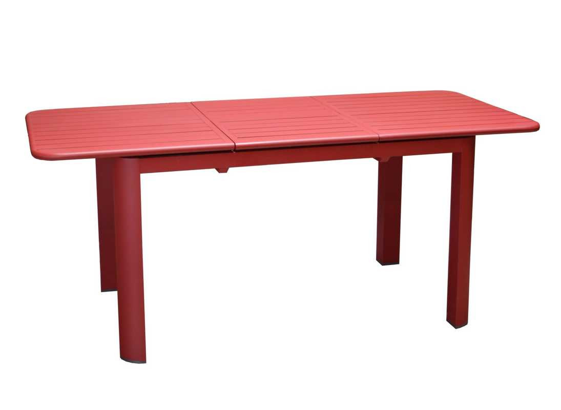 Table d'extérieur Eos - 130 cm + allonge de 50 cm - 4 à 6 personnes - Rouge