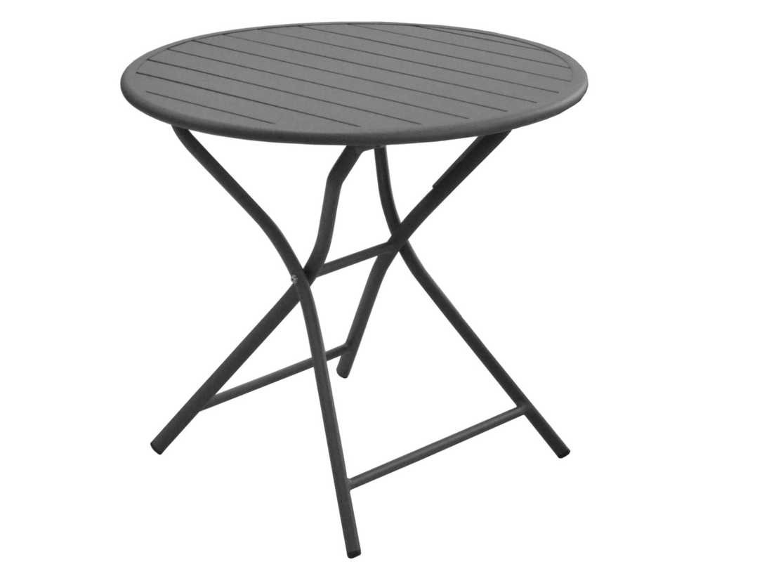 Guéridon rond pliant Globe - Diamètre 80 cm - 100% Aluminium - Gris
