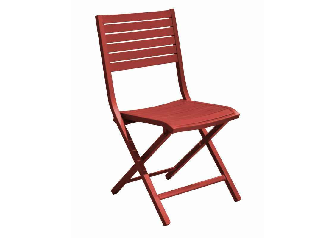 Lot de 6 chaises pliantes Lucca - Aluminium - Rouge