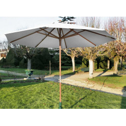 Parasol droit en bois - Diamètre 300 cm - Toile couleur écrue de marque PROLOISIRS, référence: J5181300