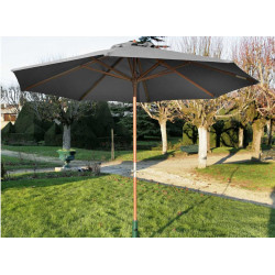 Parasol droit en bois - Diamètre 300 cm - Toile couleur grise - PROLOISIRS