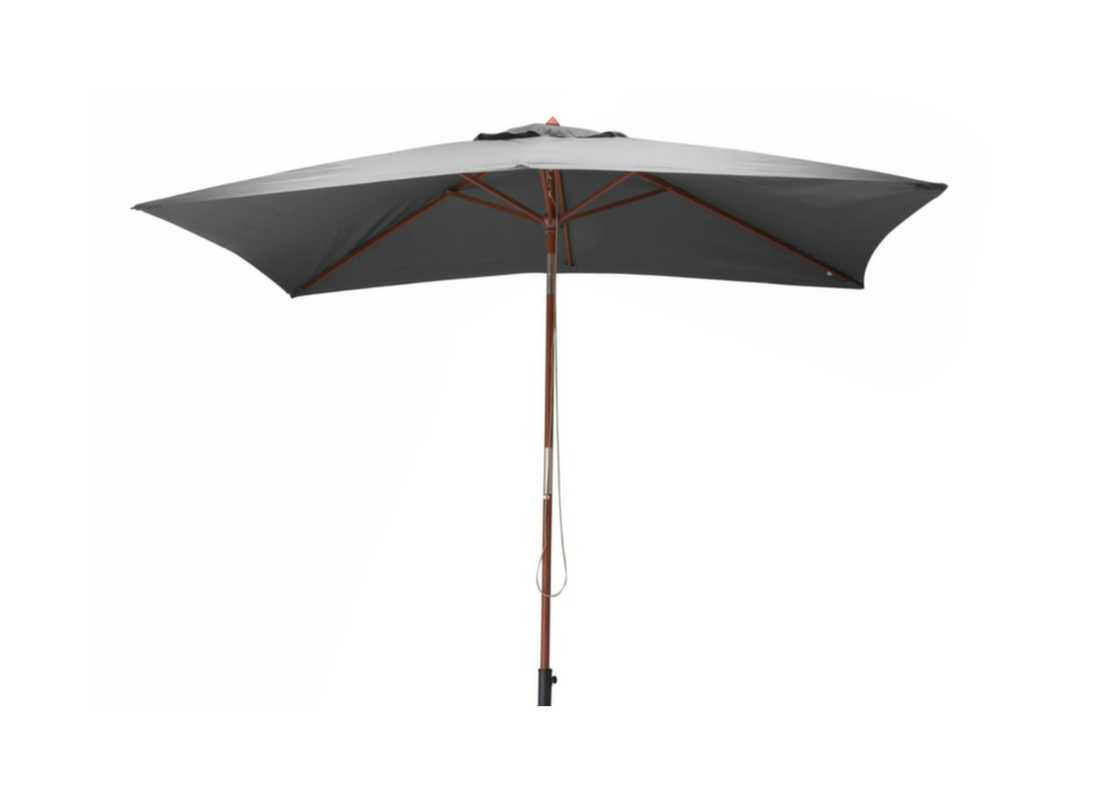 Parasol droit en bois - 300 x 200 cm - 6 baleines - Toile couleur grise