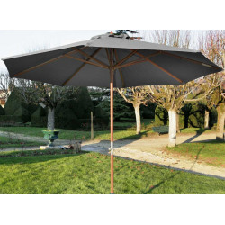 Parasol droit en bois - Diamètre 350 cm - Toile couleur grise de marque PROLOISIRS, référence: J5182700