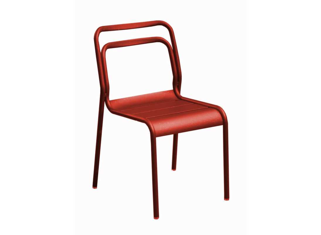 Lot de 6 chaises empilables Eos - 100 % aluminium - Rouge