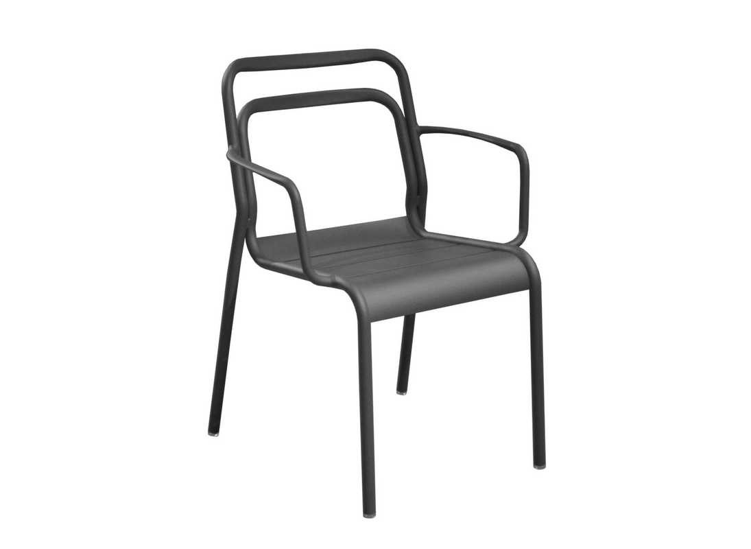 Lot de 6 fauteuils empilables Eos - 100 % aluminium - Graphite