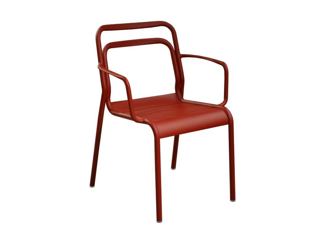 Lot de 6 fauteuils empilables Eos - 100 % aluminium - Rouge