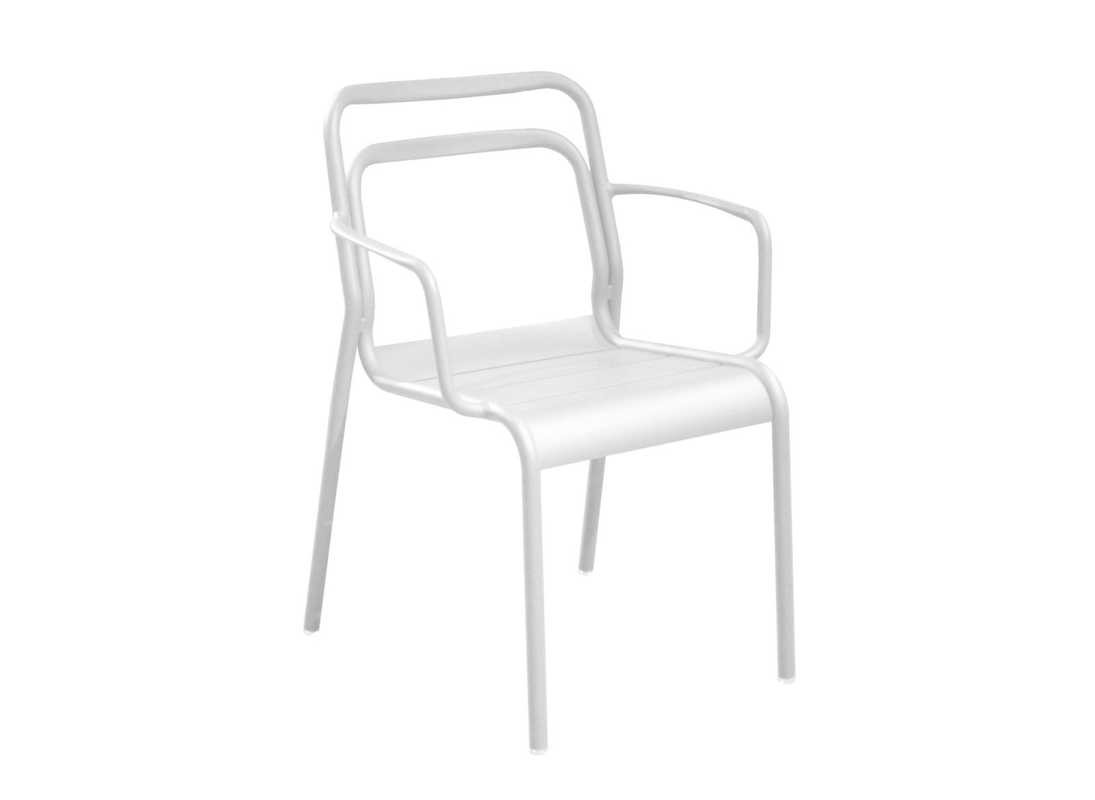Lot de 6 fauteuils empilables Eos - 100 % aluminium - Blanc