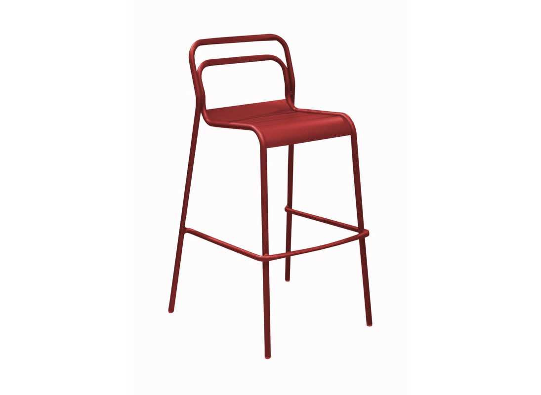Lot de 4 chaises hautes empilables Eos - Aluminium - Rouge