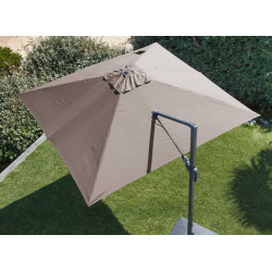 Parasol déporté orientable NH - Toile carré 300 x 300 cm - Toile taupe de marque PROLOISIRS, référence: J5190700