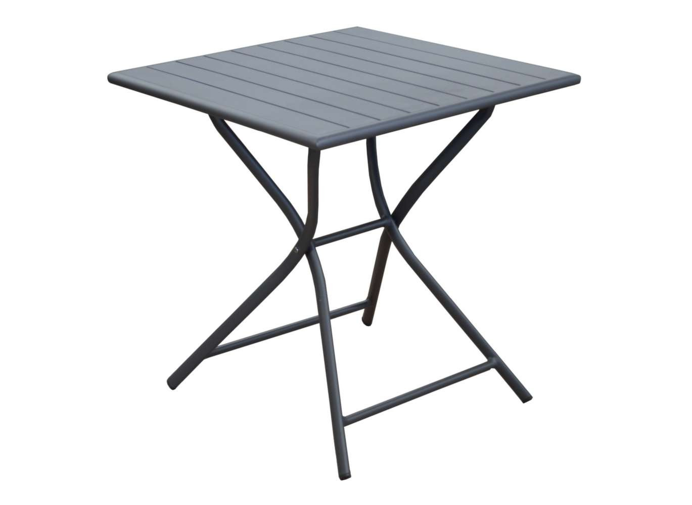 Ensemble guéridon GLOBE 70 x 70 cm gris + 2 chaises pliantes FLORENCE grise